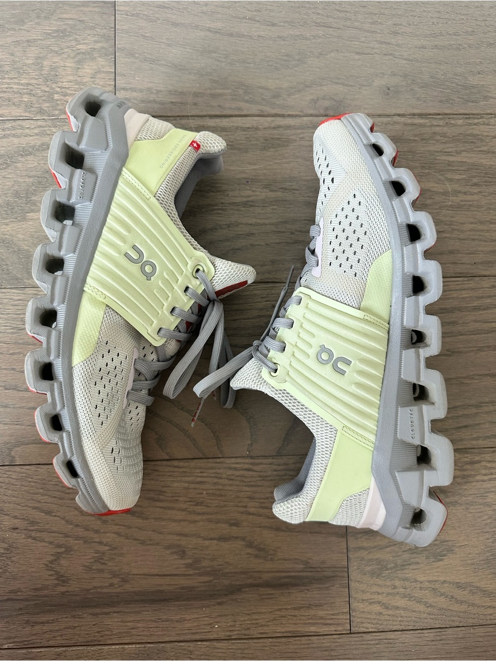 On Cloudrunning Shoes in Light Green and Gray